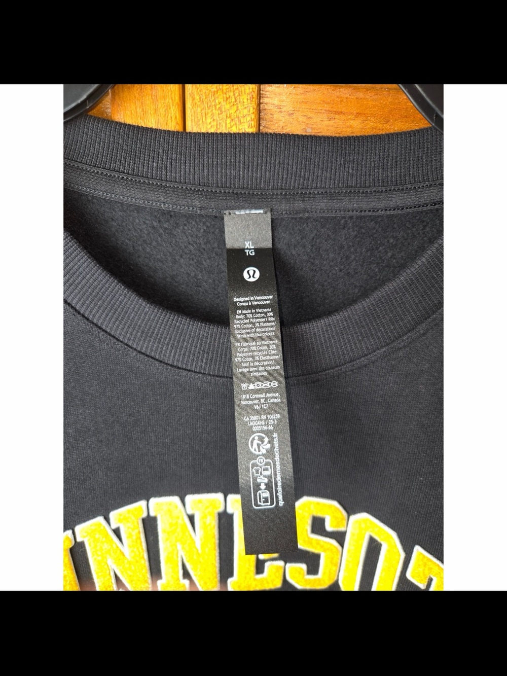 Minnesota Vikings Lululemon Steady State Crew Black Sweatshirt XL - Picture 4 of 6